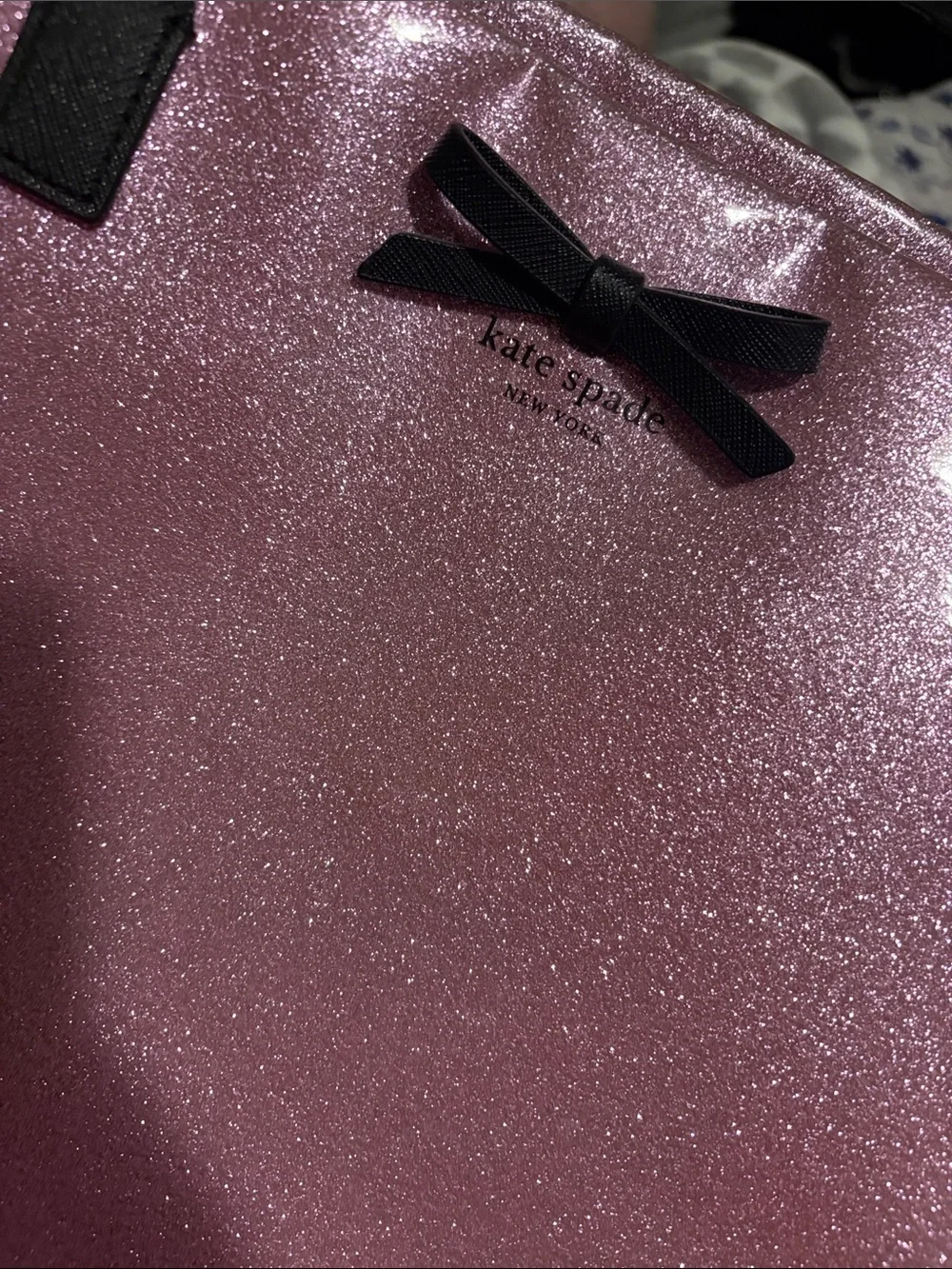 kate spade Glitter Pink Tote with Black Bow